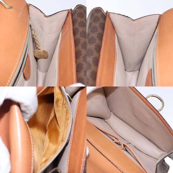 CELINE Macadam Canvas Hand Bag Pvc Leather Brown Gold - Picture 12 of 13